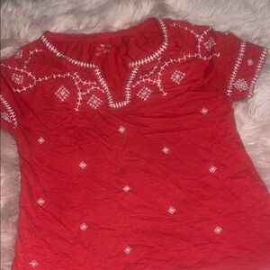 Embroidered coral red Women's Top Talbots size Large